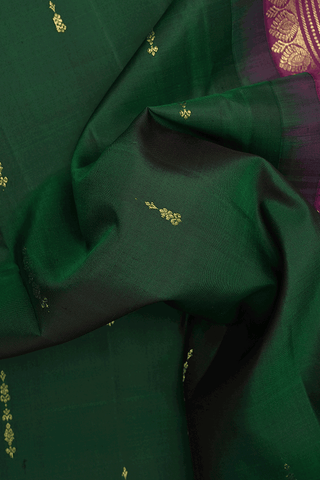 Floral Zari Buttis Emerald Green Kanchipuram Silk Saree