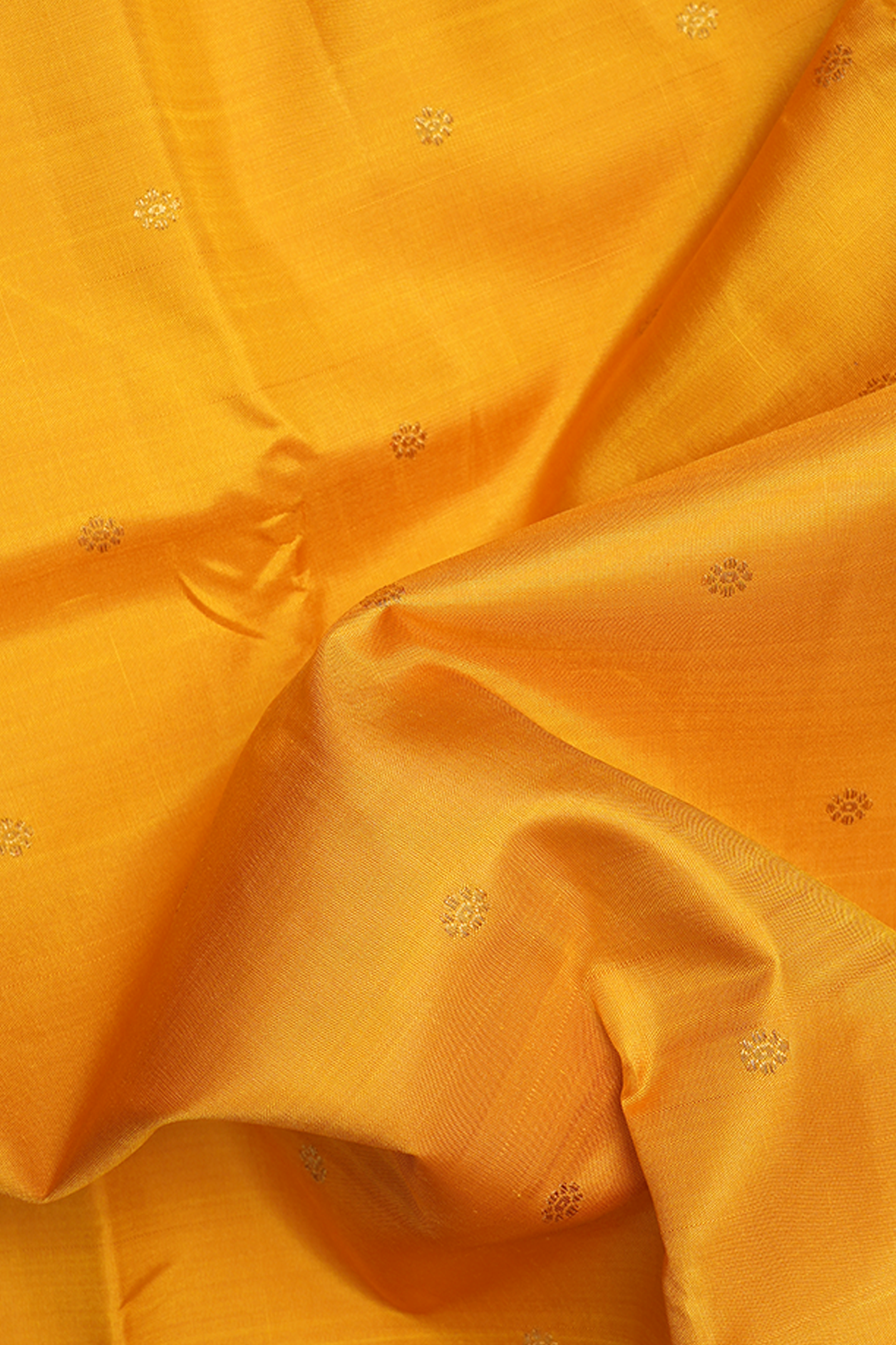 Floral Zari Buttis Honey Yellow Kanchipuram Silk Saree