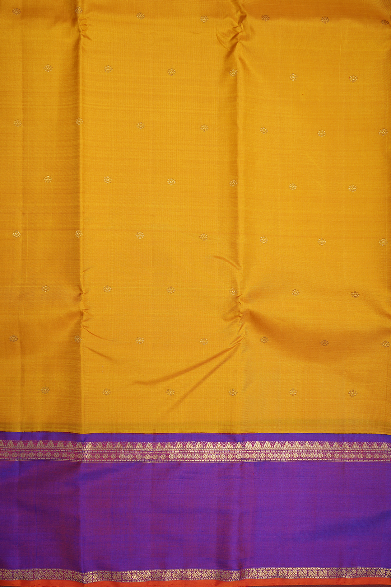 Floral Zari Buttis Honey Yellow Kanchipuram Silk Saree
