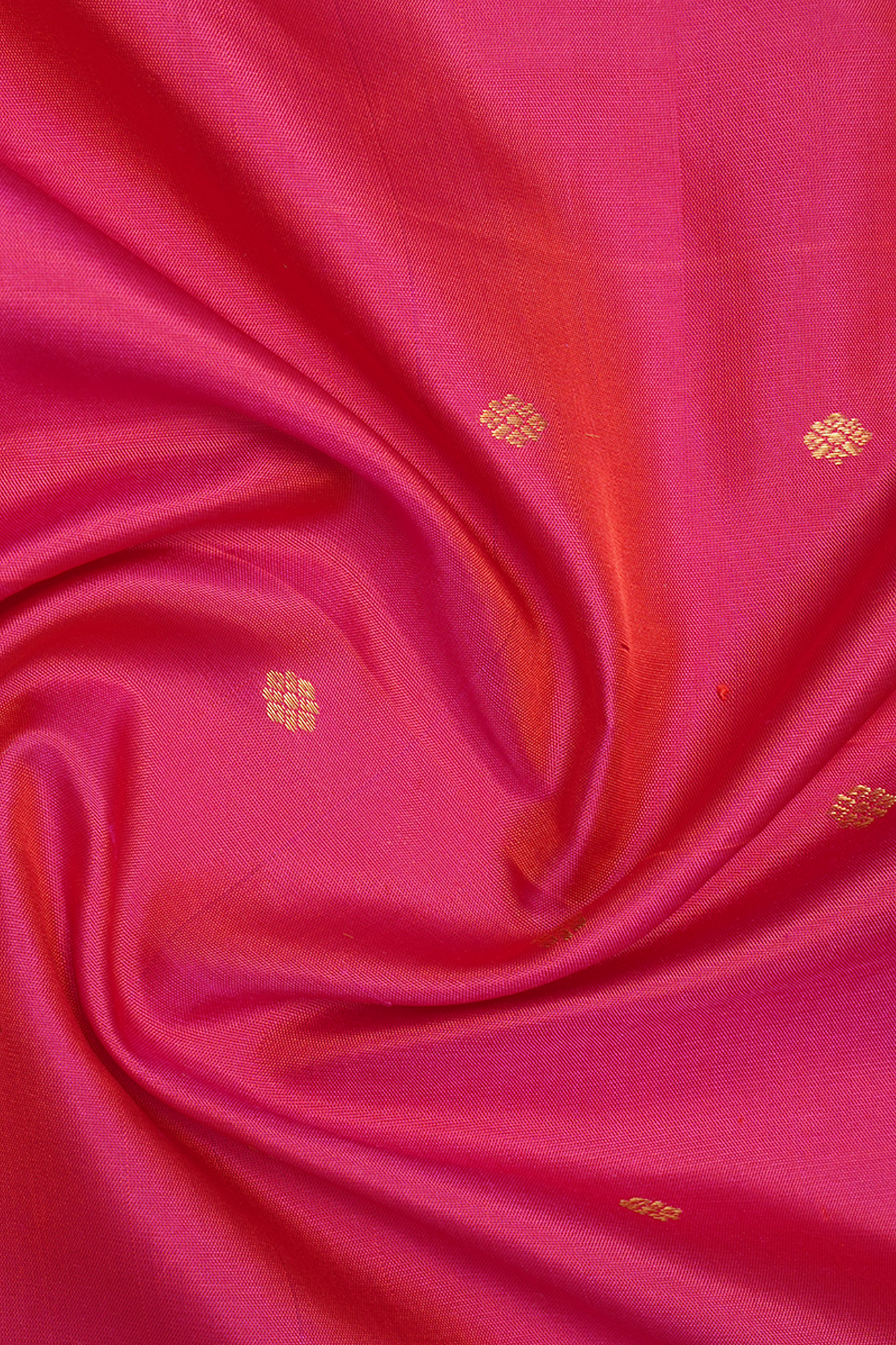 Floral Zari Buttis Hot Pink Kanchipuram Silk Dupatta