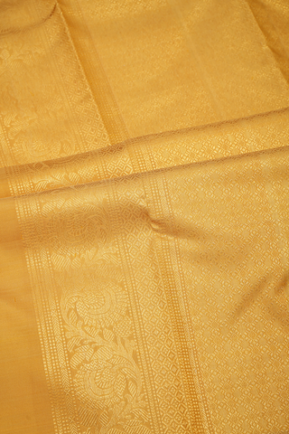 Floral Zari Buttis Mellow Yellow Kanchipuram Silk Saree