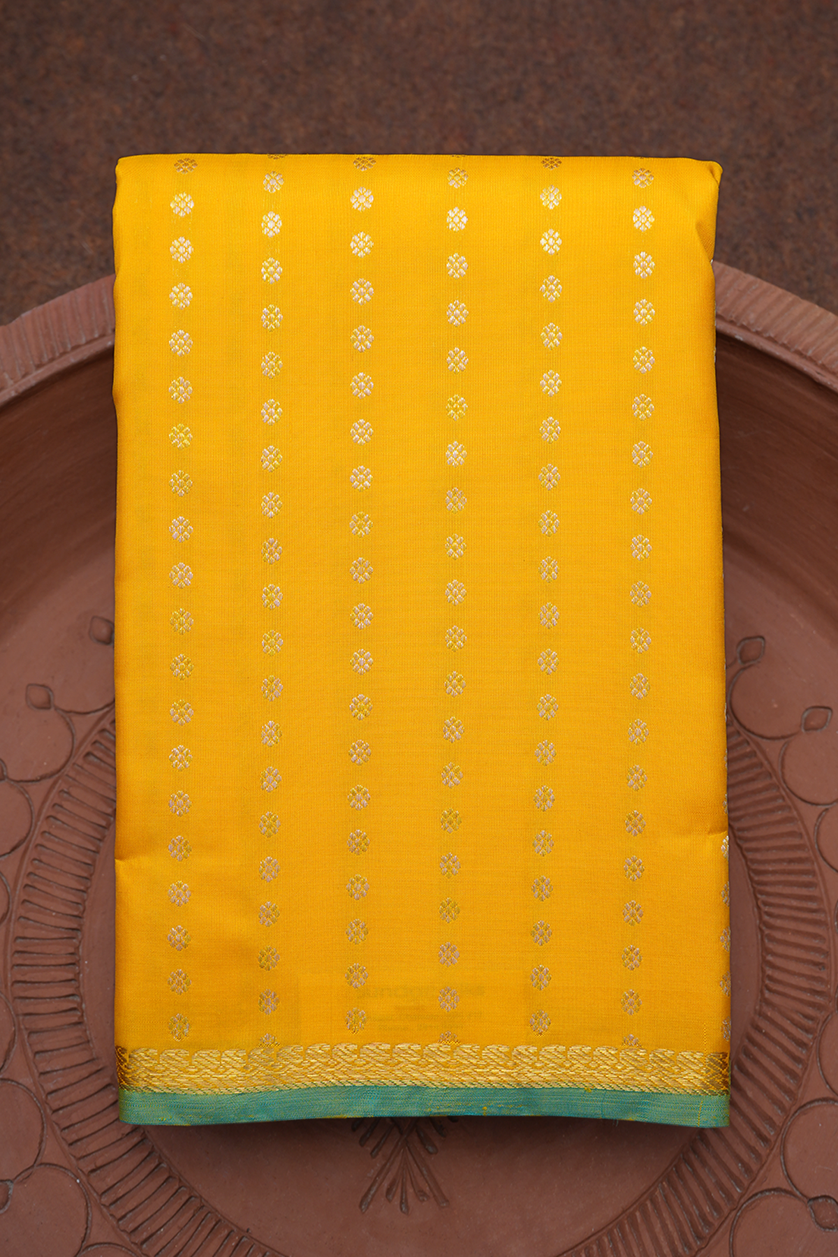 Floral Zari Buttis Royal Yellow Kanchipuram Silk Saree