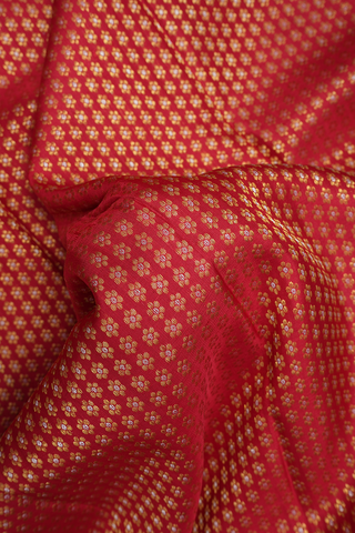 Floral Zari Buttis Scarlet Red Kanchipuram Silk Saree