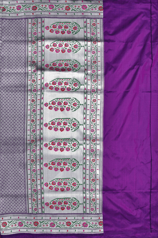 Floral Zari Design Deep Purple Banarasi Silk Saree
