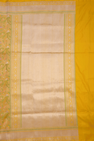 Floral Zari Design Golden Yellow Banarasi Silk Saree