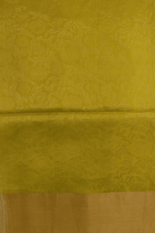 Floral Zari Design Olive Yellow Soft Silk Saree
