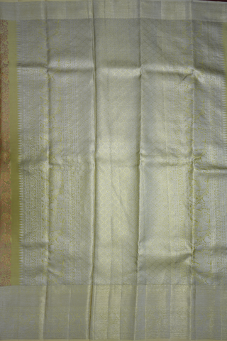 Floral Zari Design Pale Yellow Tissue Kanchipuram Silk Saree