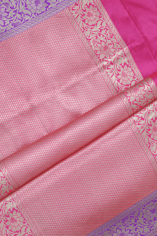 Floral Zari Design Rose Pink Banarasi Silk Saree