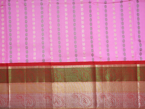 Floral Zari Motif Pink Unstitched Pavadai Sattai Material
