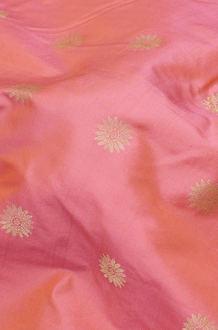 Floral Zari Motifs Coral Pink Paithani Silk Saree