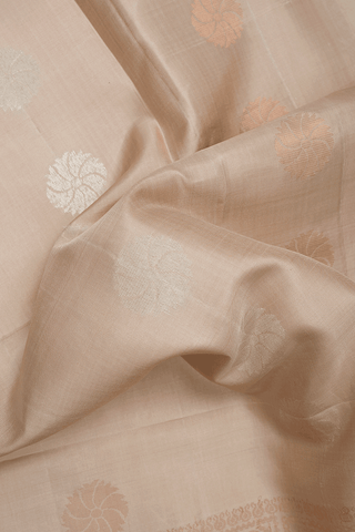 Floral Zari Motifs Cream Color Soft Silk Saree