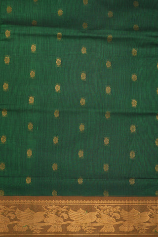 Floral Zari Motifs Emerald Green Venkatagiri Cotton Saree