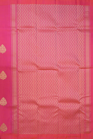 Floral Zari Motifs Hot Pink Kanchipuram Silk Saree