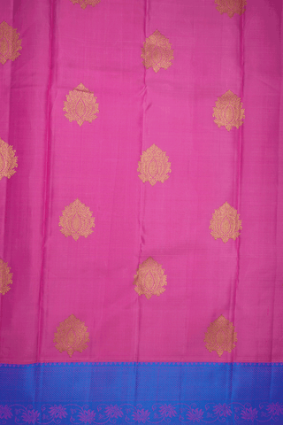 Floral Zari Motifs Lotus Pink Kanchipuram Silk Saree
