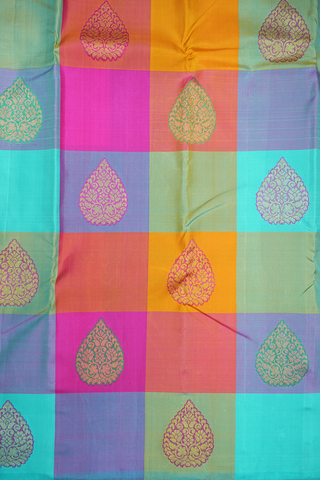 Floral Zari Motifs Multicolor Kanchipuram Silk Saree