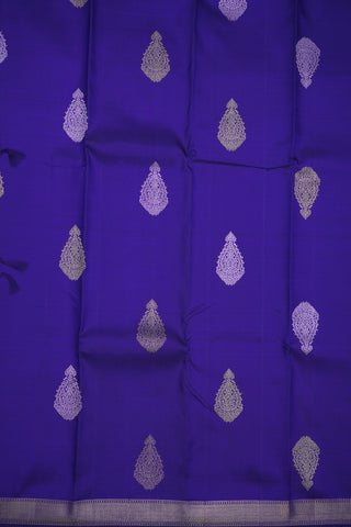 Floral Zari Motifs Navy Blue Kanchipuram Handloom Silk Saree