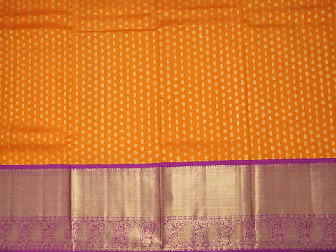 Floral Zari Motifs Orange Unstitched Pavadai Sattai Material