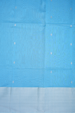 Floral Zari Motifs Pastel Blue Maheswari Silk Cotton Saree