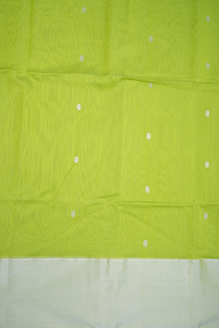 Floral Zari Motifs Pastel Green Maheswari Silk Cotton Saree