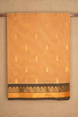 Floral Zari Motifs Pastel Orange Venkatagiri Cotton Saree