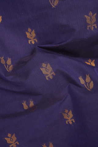 Floral Zari Motifs Regal Purple Venkatagiri Cotton Saree
