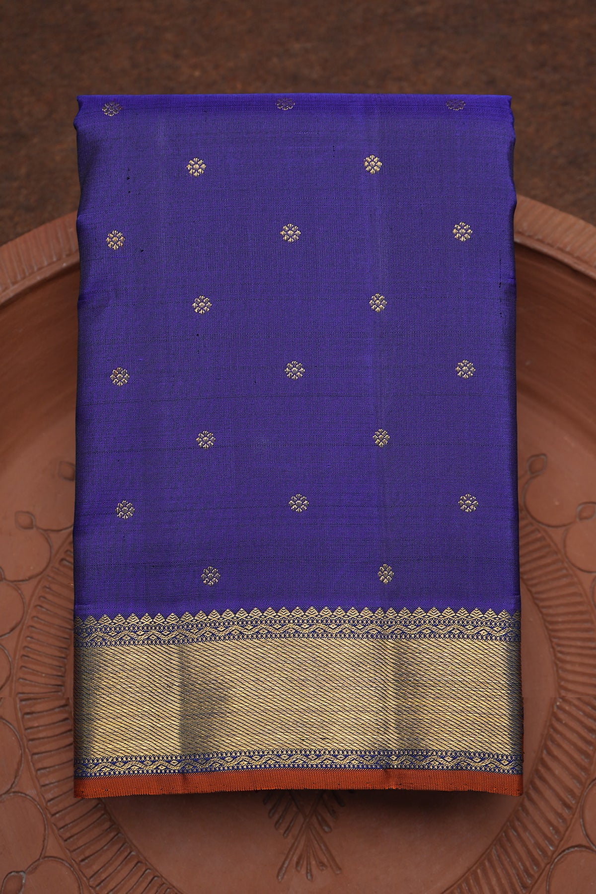 Floral Zari Motifs Royal Blue Kanchipuram Silk Saree