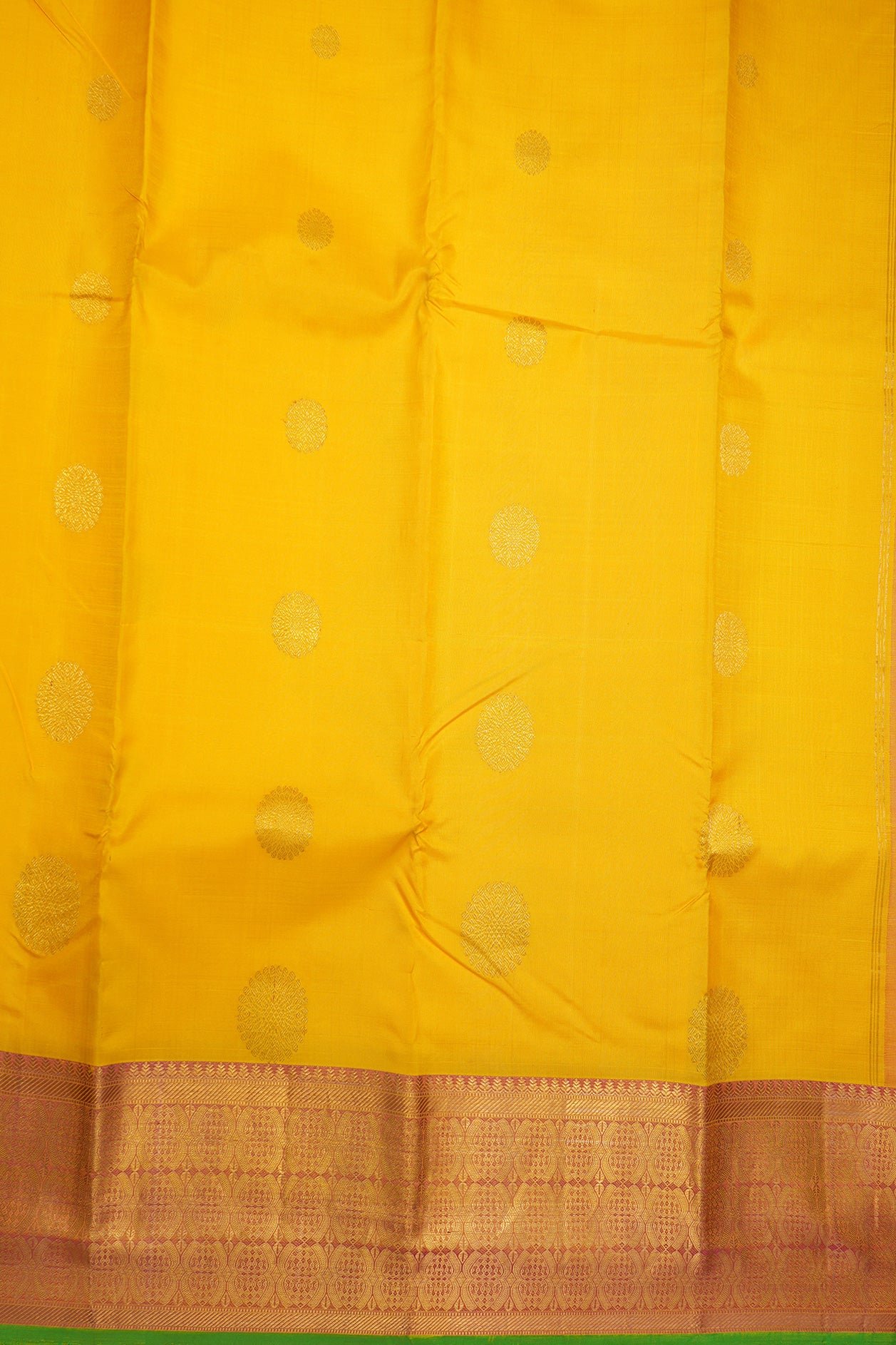 Floral Zari Motifs Royal Yellow Kanchipuram Silk Saree
