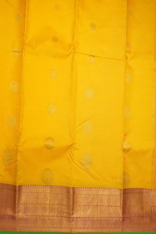 Floral Zari Motifs Royal Yellow Kanchipuram Silk Saree