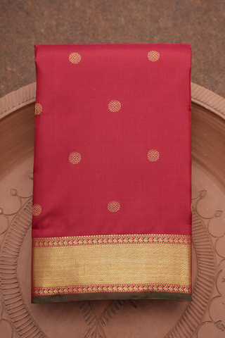 Floral Zari Motifs Ruby Red Kanchipuram Silk Saree
