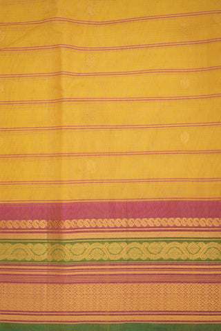Floral Zari Motifs Yellow Gadwal Silk Cotton Saree