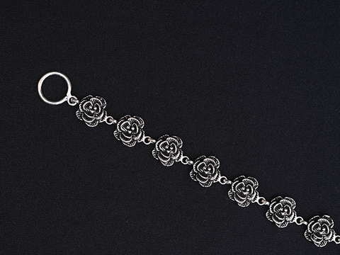 Flower Design Oxidised Pure Silver Bracelet