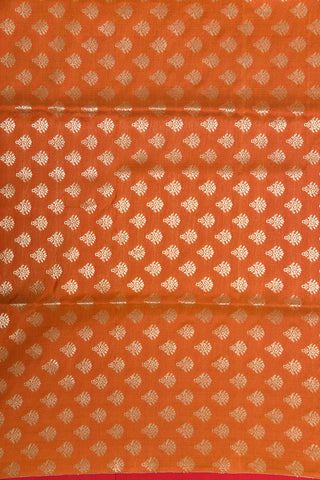 Flower Motif Rust Orange Banaras Silk Saree