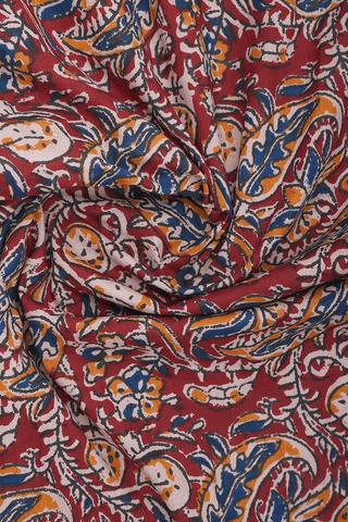 Front Tie-up Neck Paisley Design Ruby Red Cotton Long Kurta