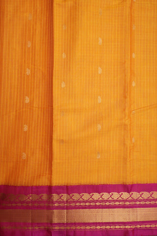 Korvai Zari Border Honey Orange Gadwal Silk Cotton Saree