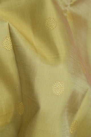 Floral Motifs Light Celery Yellow Kanchipuram Silk Saree