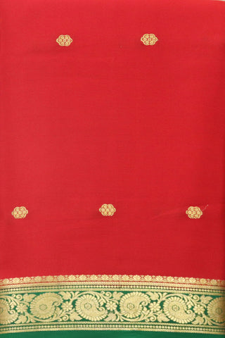 Ganga Jamuna Border In Buttis Red Mysore Silk Saree