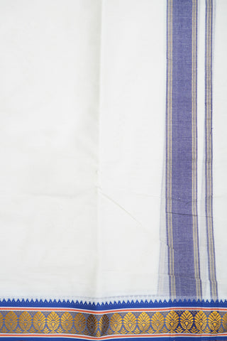 Ganga Jamuna Border Off White Cotton Dhoti With Angavastram Set