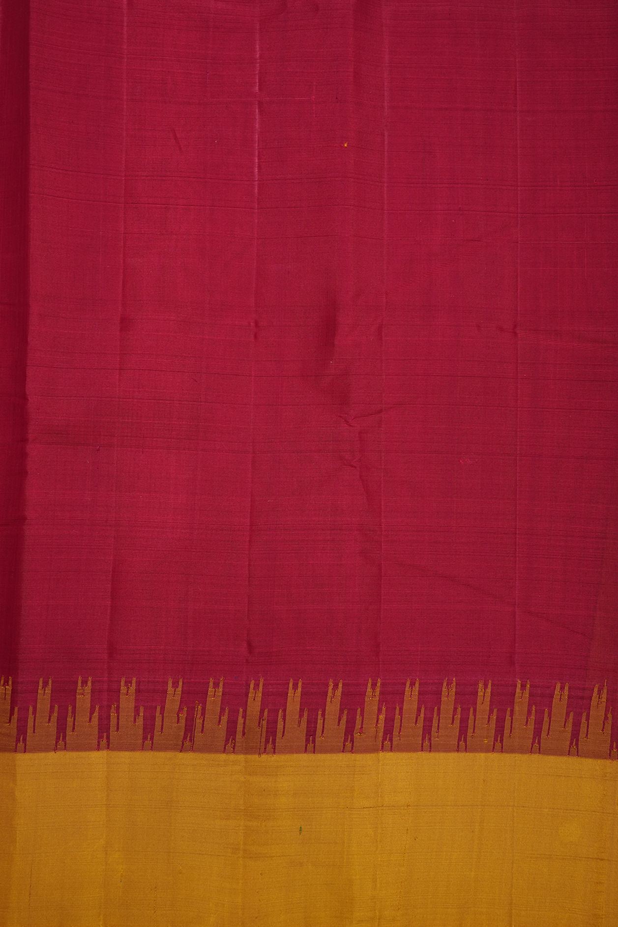 Ganga Jamuna Border Plain Ruby Red Gadwal Silk Cotton Saree