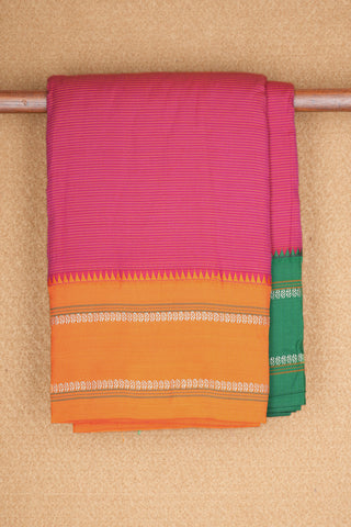 Ganga Jamuna Border Punch Pink Dharwad Cotton Saree