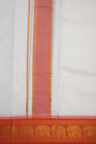Ganga Jamuna Border White Cotton Dhoti With Angavastram Set