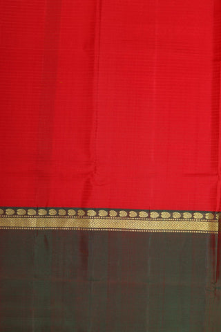 Ganga Jamuna Paisley Border In Stripes Tomato Red Kanchipuram Silk Saree