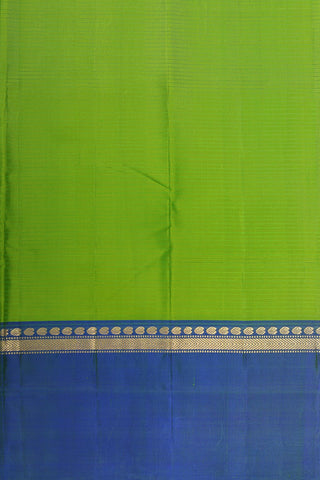 Ganga Jamuna Paisley Border In Stripes Parrot Green Kanchipuram Silk Saree