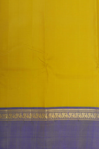 Ganga Jamuna Peacock Border In Stripes Melon Yellow Kanchipuram Silk Saree