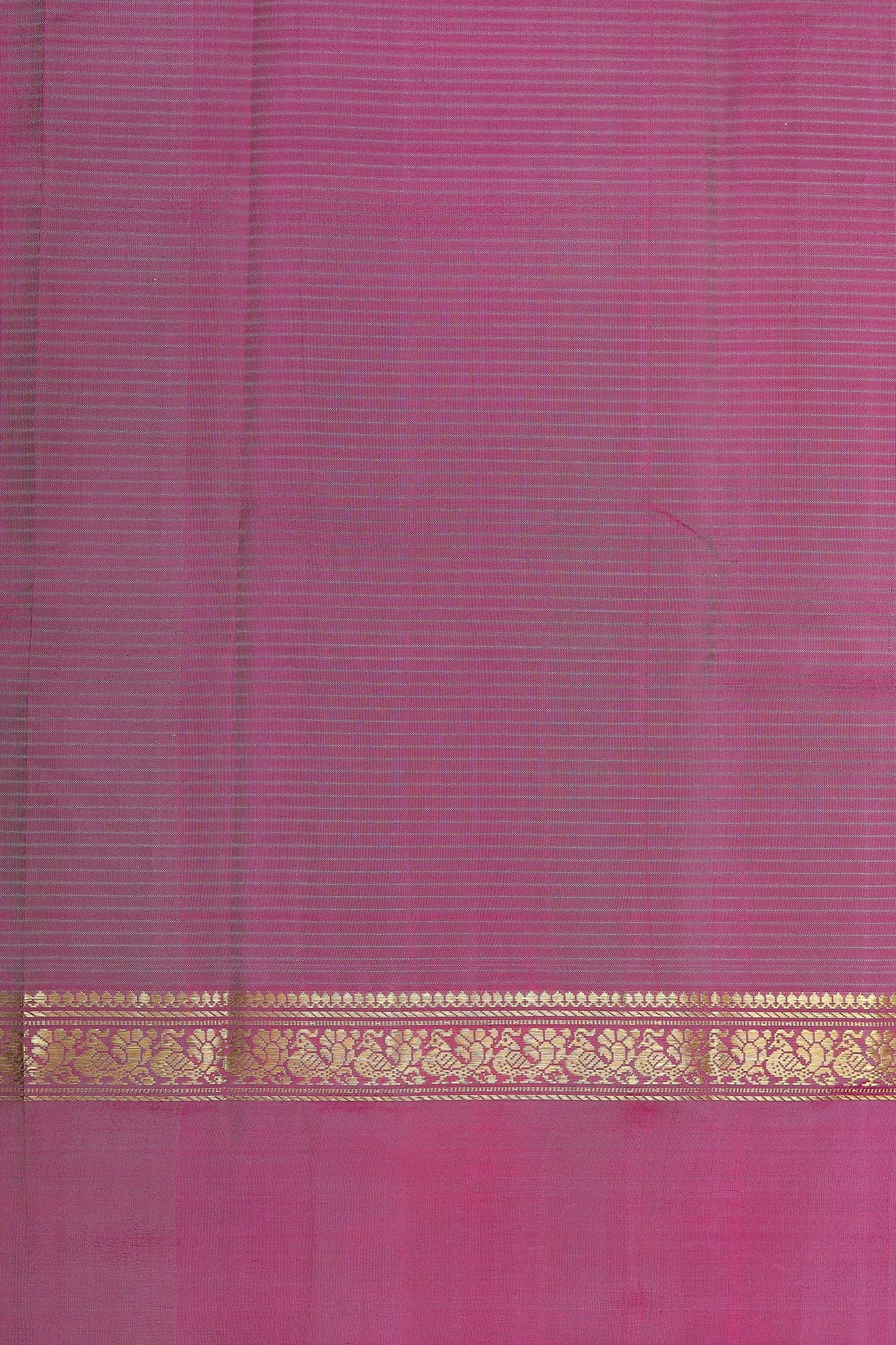 Ganga Jamuna Peacock Border In Self Stripes Grey Kanchipuram Silk Saree