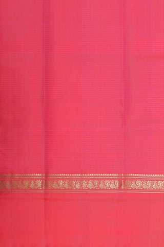 Ganga Jamuna Peacock Border In Stripes Hot Pink Kanchipuram Silk Saree