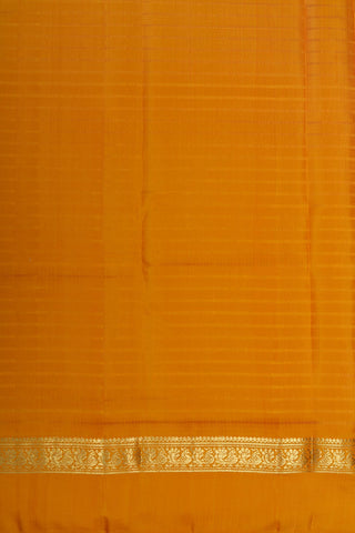 Ganga Jamuna Peacock Border In Stripes Pinkish Orange Kanchipuram Silk Saree
