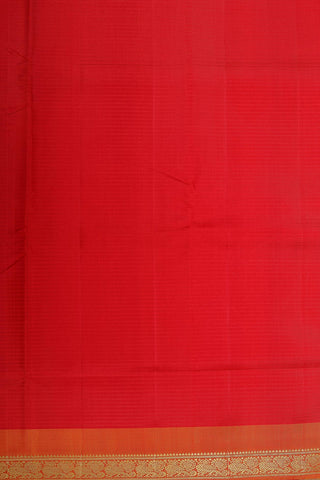Ganga Jamuna Peacock Zari Border In Stripes Crimson Red Kanchipuram Silk Saree