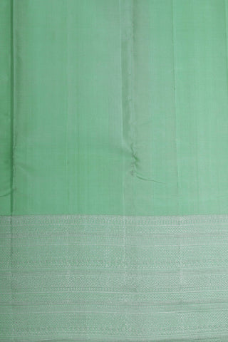 Big Silver Zari Border In Plain Light Pista Green Kanchipuram Silk Saree