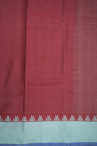 Ganga Jamuna Silk Border Rust Red Gadwal Cotton Saree