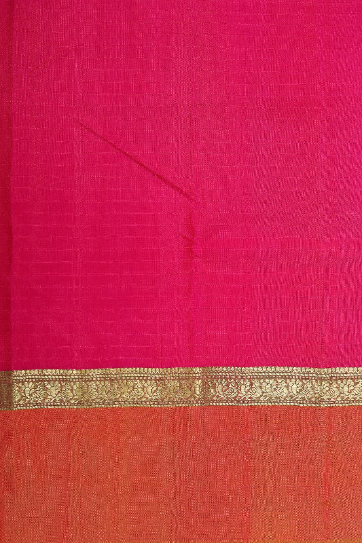 Ganga Jamuna Zari Border In Stripes Hot Pink Kanchipuram Silk Saree